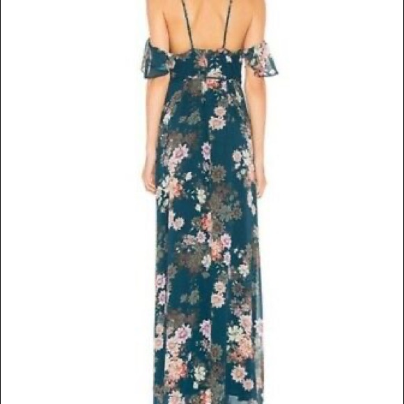 Yumi Kim Blue Floral Cold Shoulder Wrap Dress - Picture 9 of 10